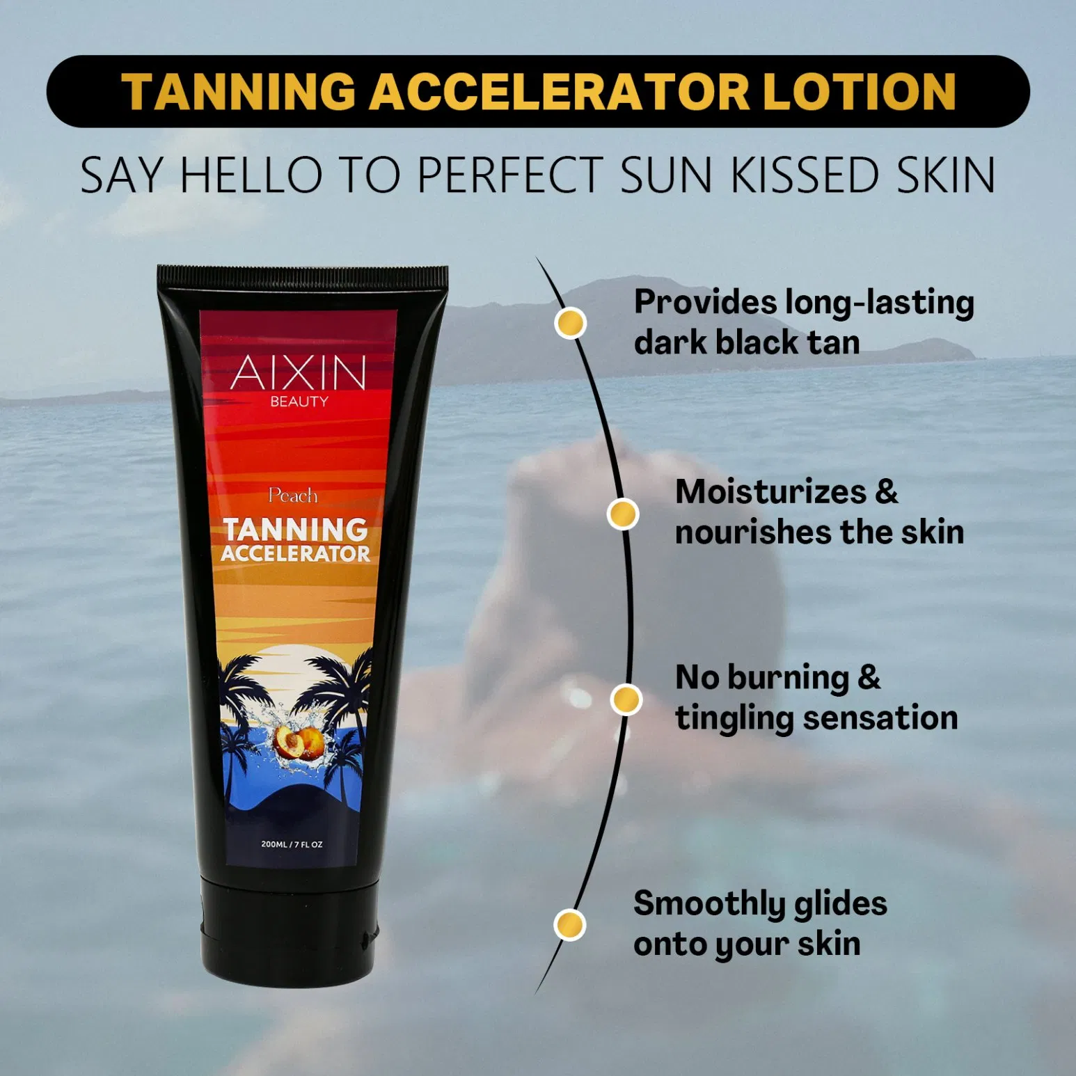 Private Custom Peach Tanning Lotion Outdoor Sun Tanning Moisten Cosmetics Skin Care