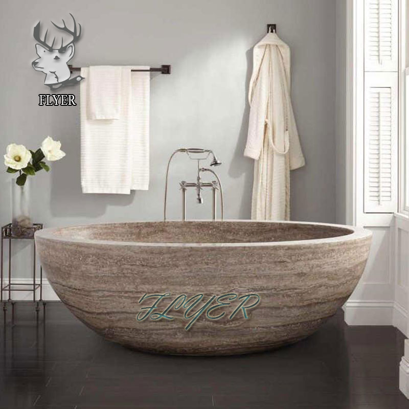 Мраморная овальная ванна для замачивания в японском стиле