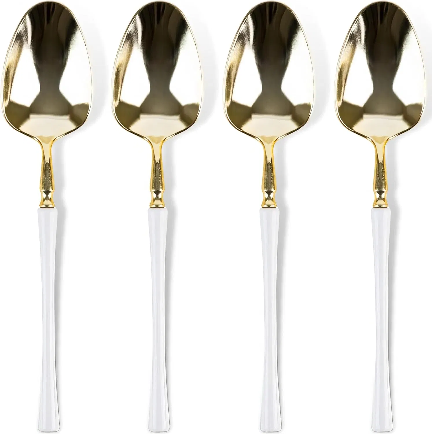 Elegant Gold and White Disposable Soup Spoons for Events