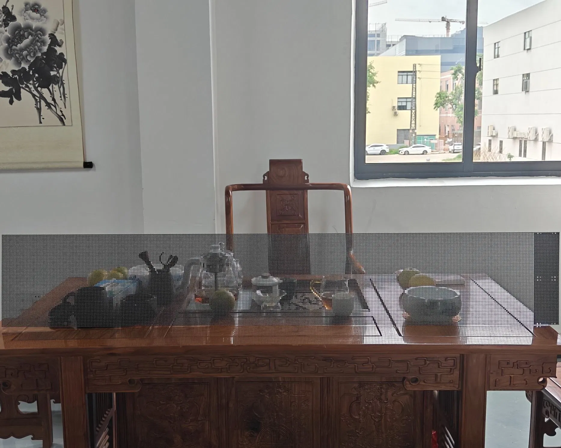 Glass Hanging Transparent film Screen Holographic 3D LED Poster Display for Advertising