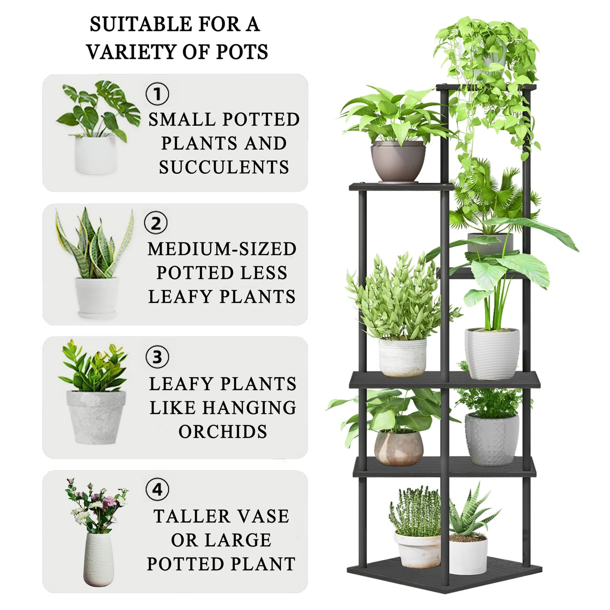 Tiered Pot Holder Simple Design Indoor Outdoor Multi-Layer Plant Shelf