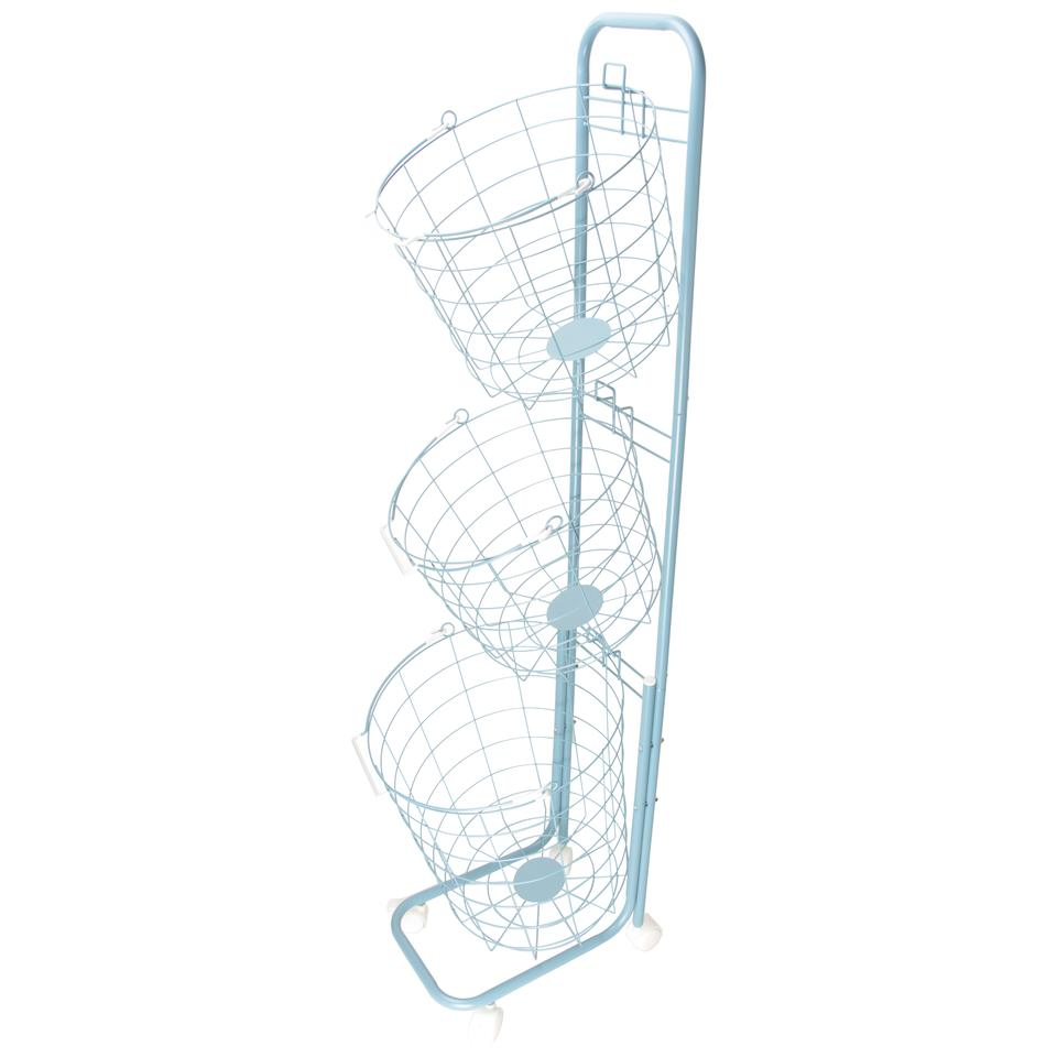 3 Tier Rolling Laundry Hamper with 3 Removable Wire Basket