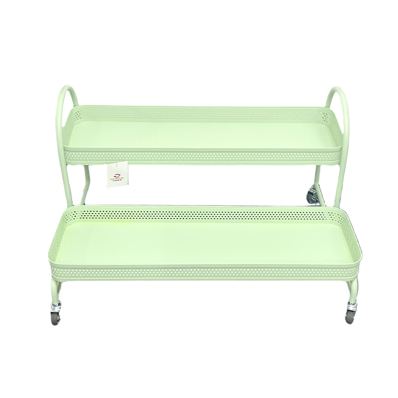 Versatile Two-Tier Plant Shelf Stylish Mobile Iron Plant Stand Elegant Rolling Flower Rack with Wheels for Indoor Use