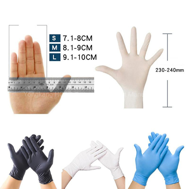 100PCS Disposable Waterproof Soft Work Safety Protective Black Nitrile Glove