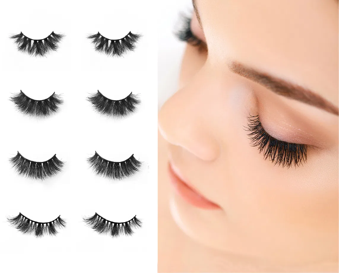 Fluffy False Eyelashes Natural Faux Mink Strip 3D Lashes, 3D Mink Eyelashes for Makeup