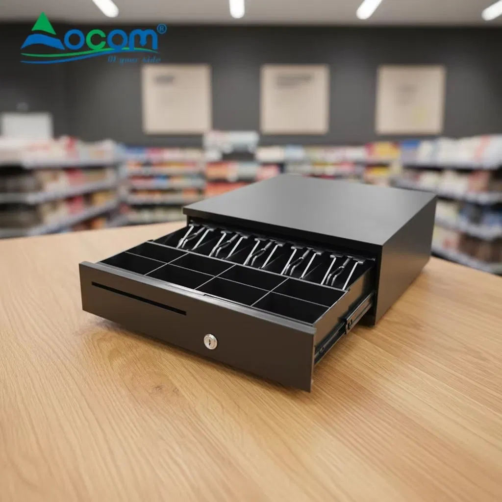 Versatile POS Cash Drawer - Compatible with 5b8c/6b4c Ports, Pluggable Cable & Clean Desk Outlet Design Cash Drawer