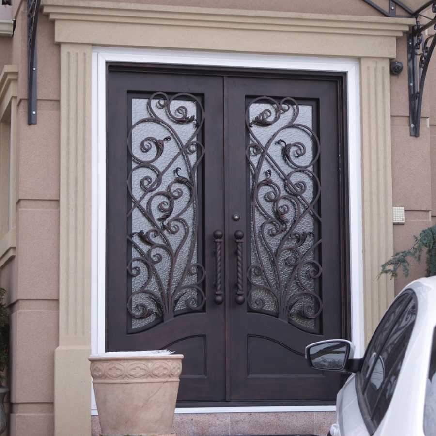 Wrought Iron Door and Glass Entrance Steel Doors Design