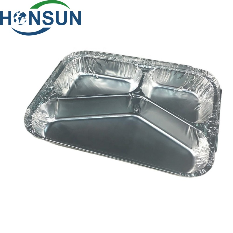 Disposable 4 Compartment Aluminum Foil Pan with Paper Board Lids