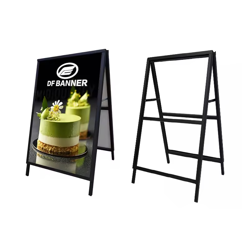 High Quality Portable a-Frame Metal Waterproof Indoor/Outdoor Advertising Banner Stand for Sidewalk Exhibition