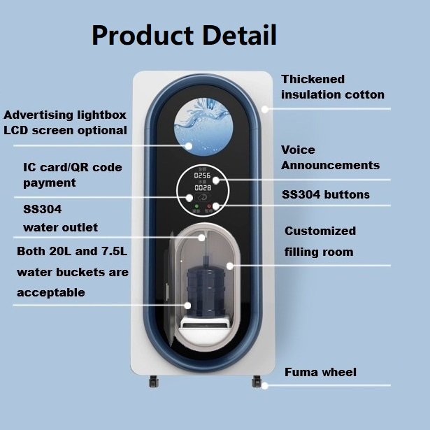 ATM Customized 5 Gallon Coin Card Operated Water Dispenser Commercial Water and Ice Vending Machine