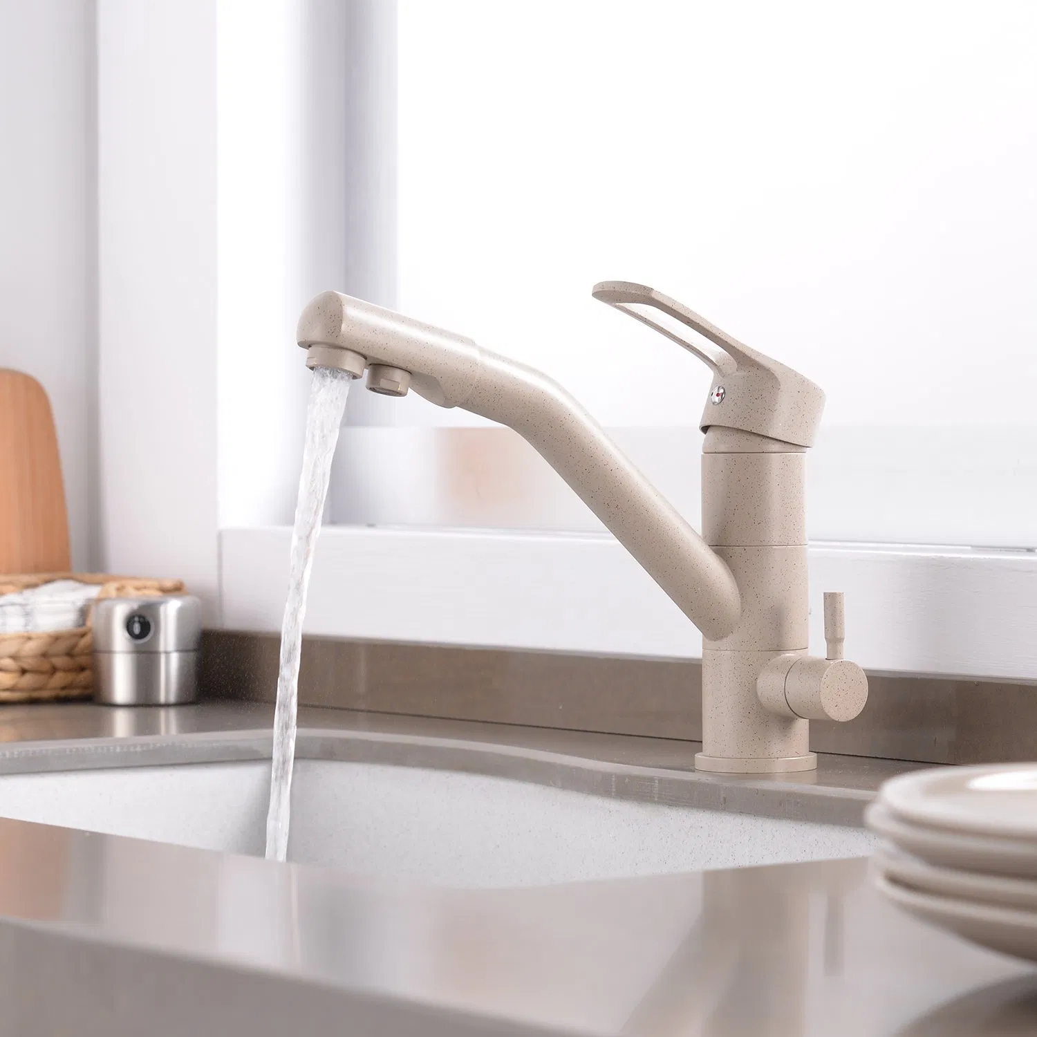 Kitchen Mixer Tap Drinking Filtered Water Outlet, 3 in 1 Sink Faucet