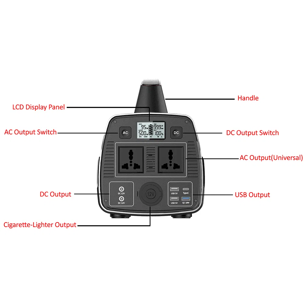 OEM Lithium Battery 500 Watt Portable Power Station Solar Generator Power Bank
