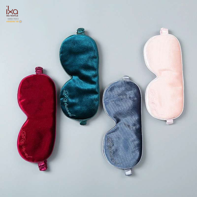 Fashion Velvet Gift Pink Purple Gold Blue Black Red Plain Travel Sleep Wholesale Silk Eye Mask with Label