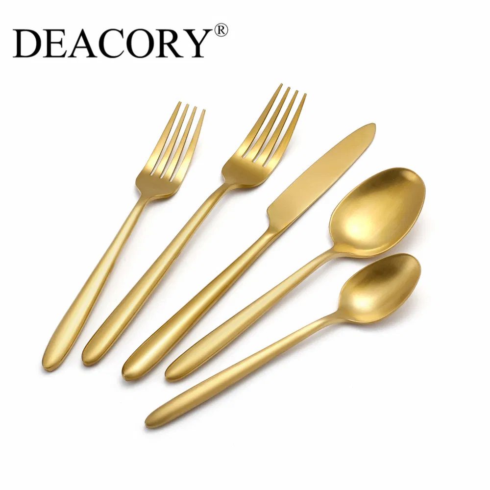 Restaurant Grade Gold Like Flatware with Pointed End for Easy Use