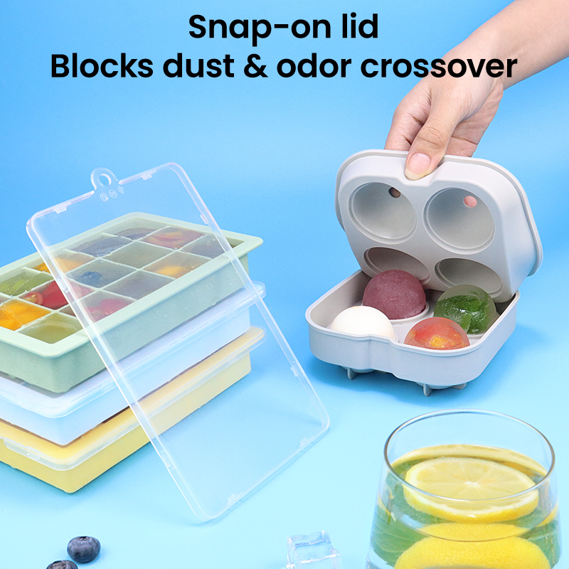 Custom Logo Versatile Reusable Silicone Ice Cube Tray with Lid for Easy Freezing