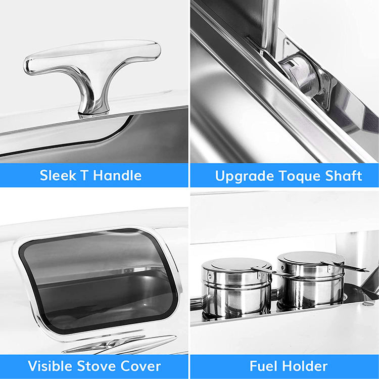 Catering Hot Food Warmer Buffet Server Equipment Rectangular Stainless Steel Chafing Dishes