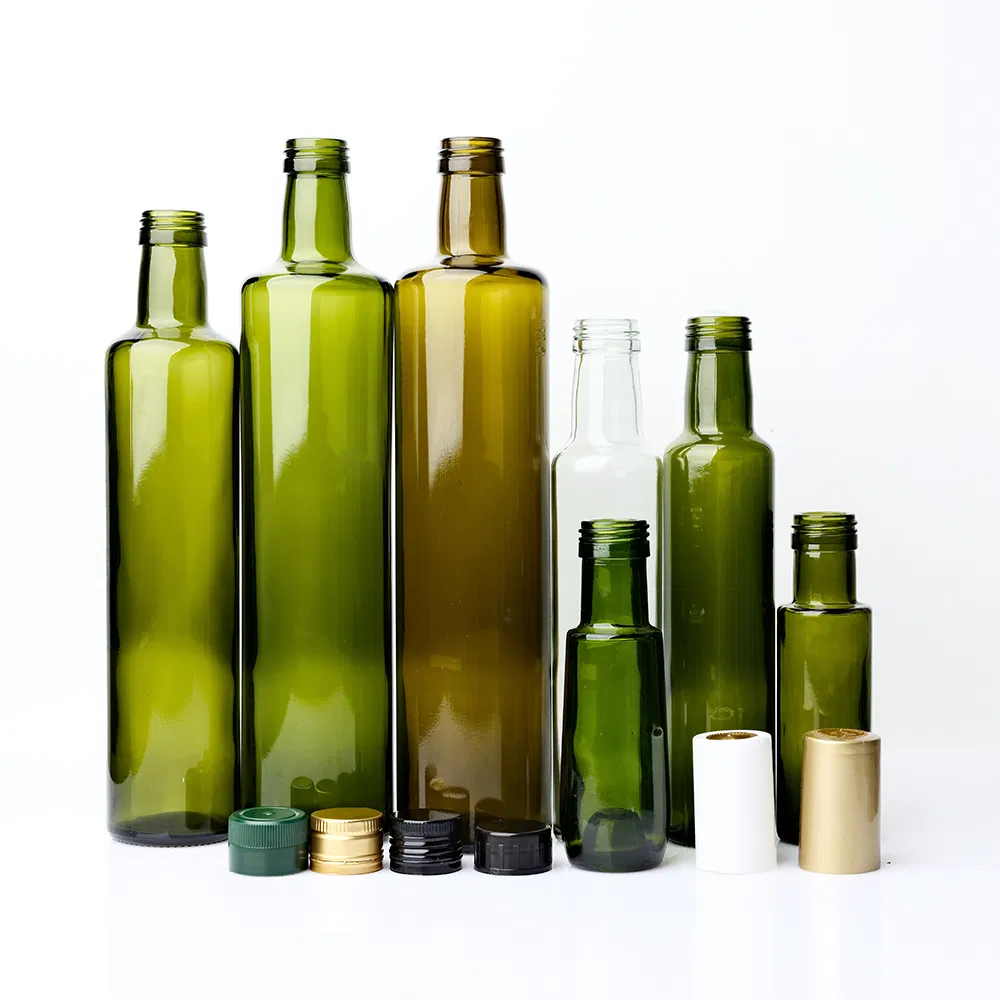 Custom Round Kitchen Cooking Edible Olive Oil Glass Bottle with Skrink 100ml 250ml 500ml 750ml 1000ml