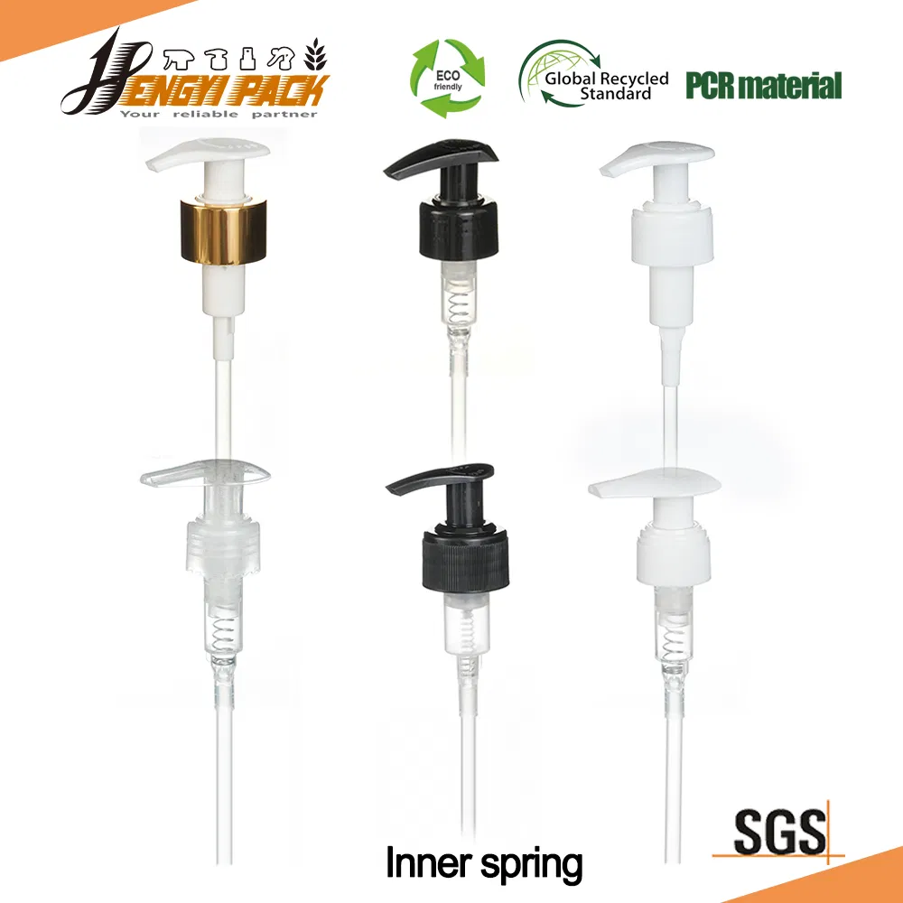 Yuyao Factory Lotion Pump 28/410 24/410 Liquid Soap Dispenser Pump for Plastic Bottle 28/415 Clear Metalized Sanitizer Face Wash Cosmetic Pump Luxury