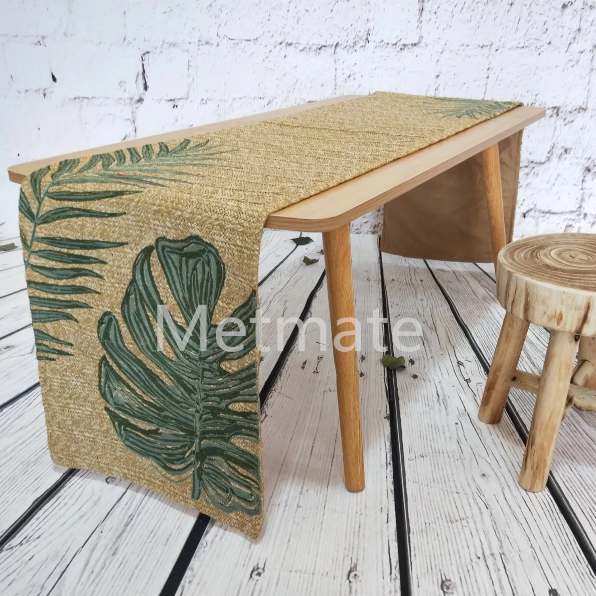 High Quality Nordic Style Decoration Linen Dining Spring Leaf Table Runner