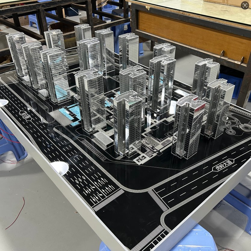 3D Modern High-End Metal Mirror Architectural Scale Model