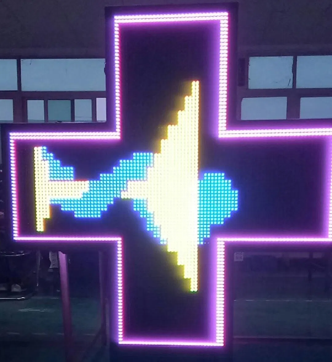 P10 Double-Side Full Color Programmable LED Sign Pharmacy Cross