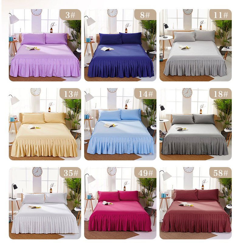 European Style White Pleated Bed Sheet Bed Skirt Hotel Home Queen Size Mattress Cover Brushed Solid Color Beauty Bed Skirt