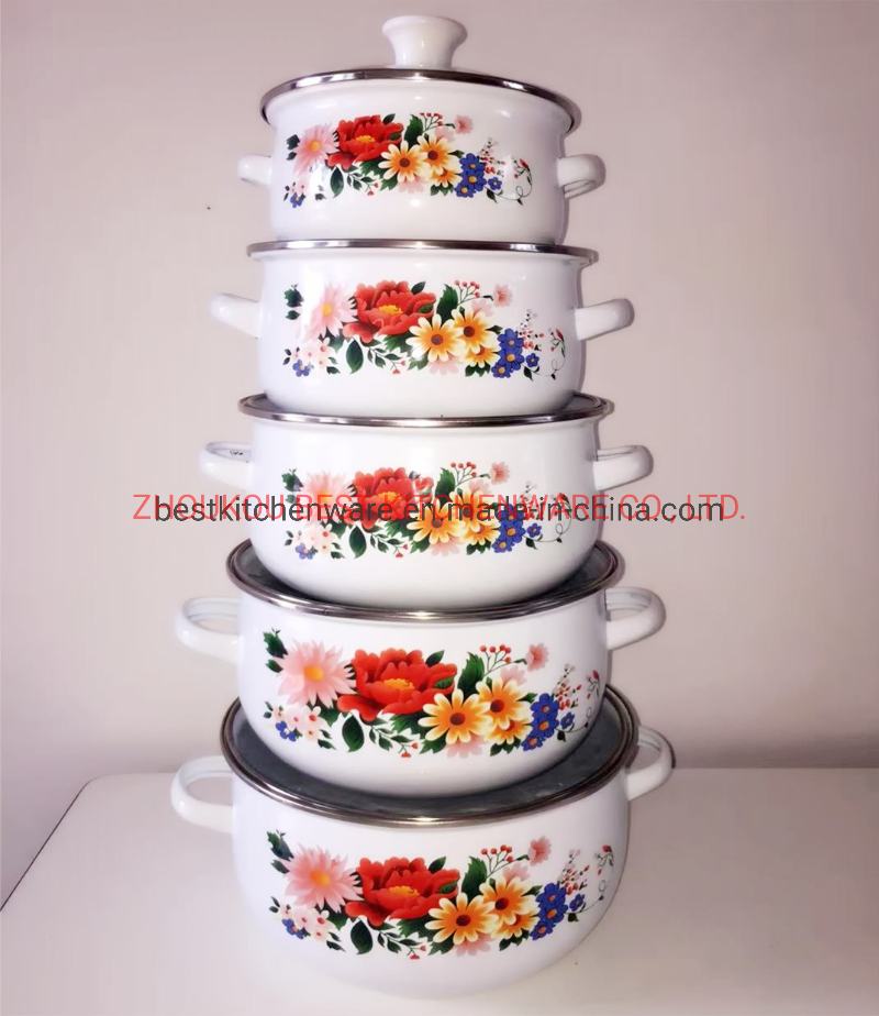 5PCS Enamelware Casserole Set with Glass Lid Factory Sales