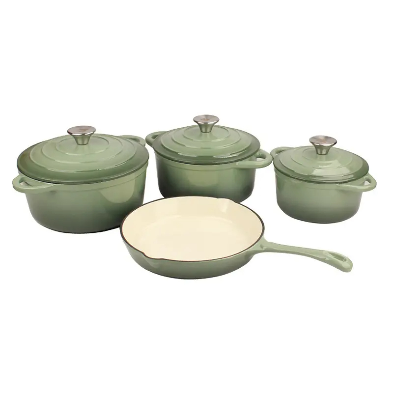 Heavy Duty Enameled Cast Iron Round Dutch Oven with Lid Pots and Pans Nonstick Cookware Set Cast Iron Pots