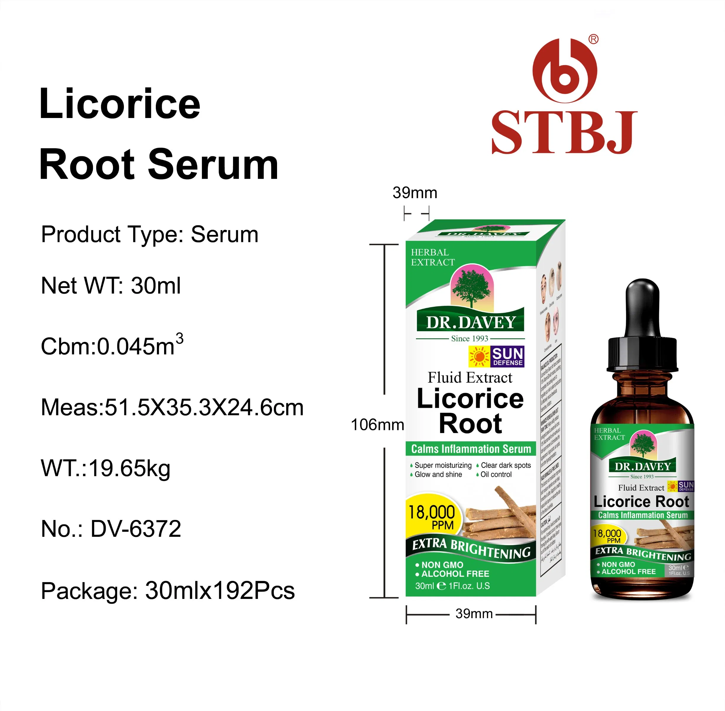Dr. Davey Licorice Root Face Serum Super Moisturizing Clear Dark Spots Glow and Shine
