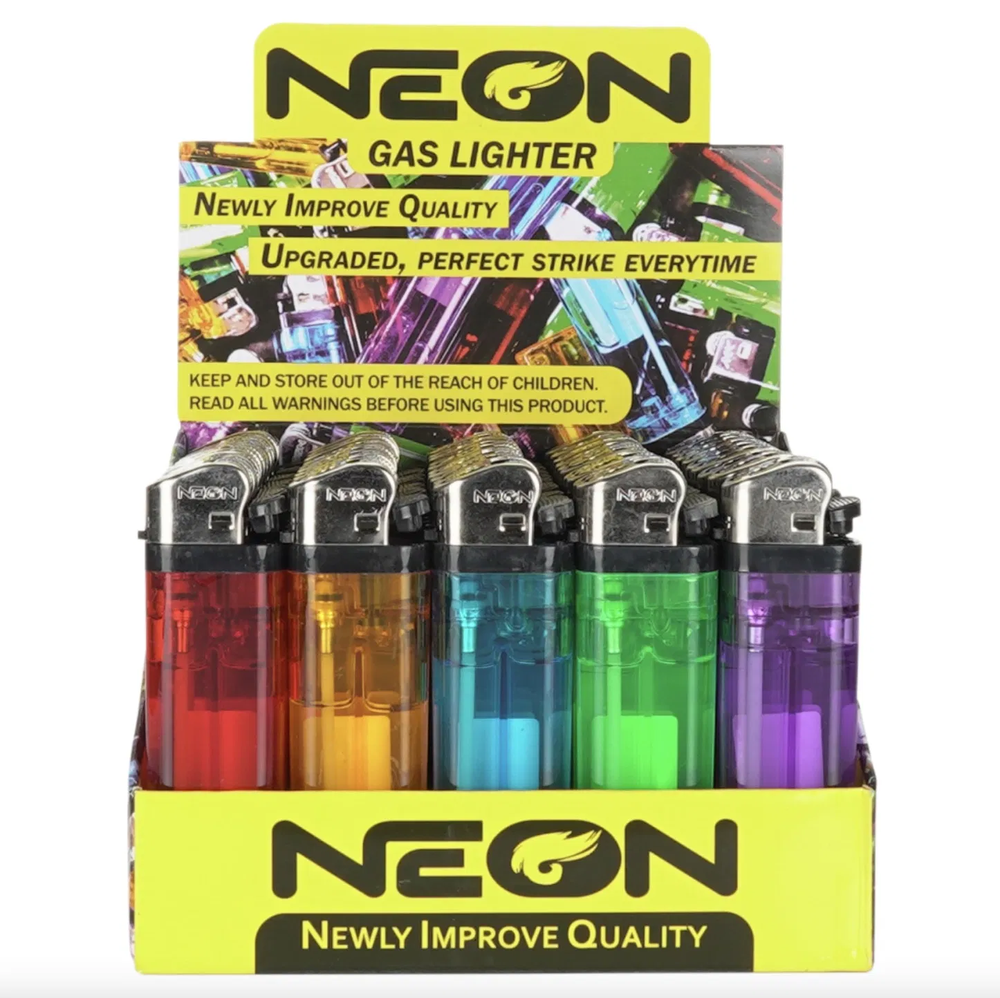 USA Stock Neon Retail Display Lighters 50/Box Disposable Lighter at Cheap Price