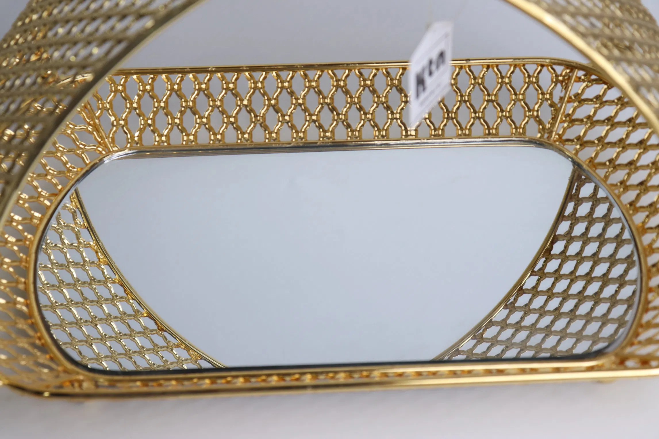 Gold Plated Wrought Iron with Glass Home Restaurant Chocolate Candy Decoration Plate