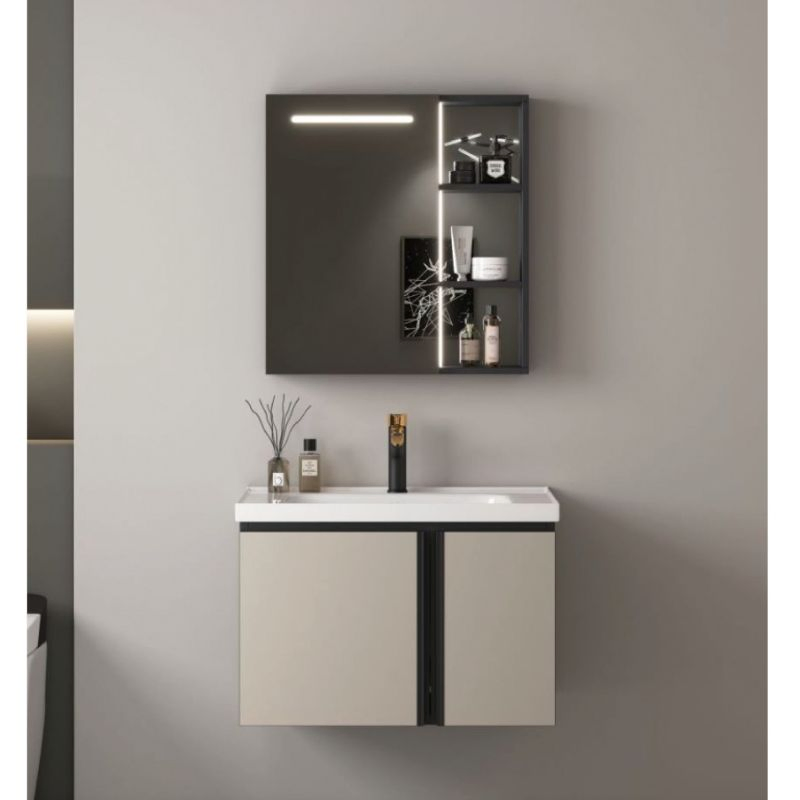 Sleek Aluminum Bathroom Vanity Cabinet with Mirror for Hotels