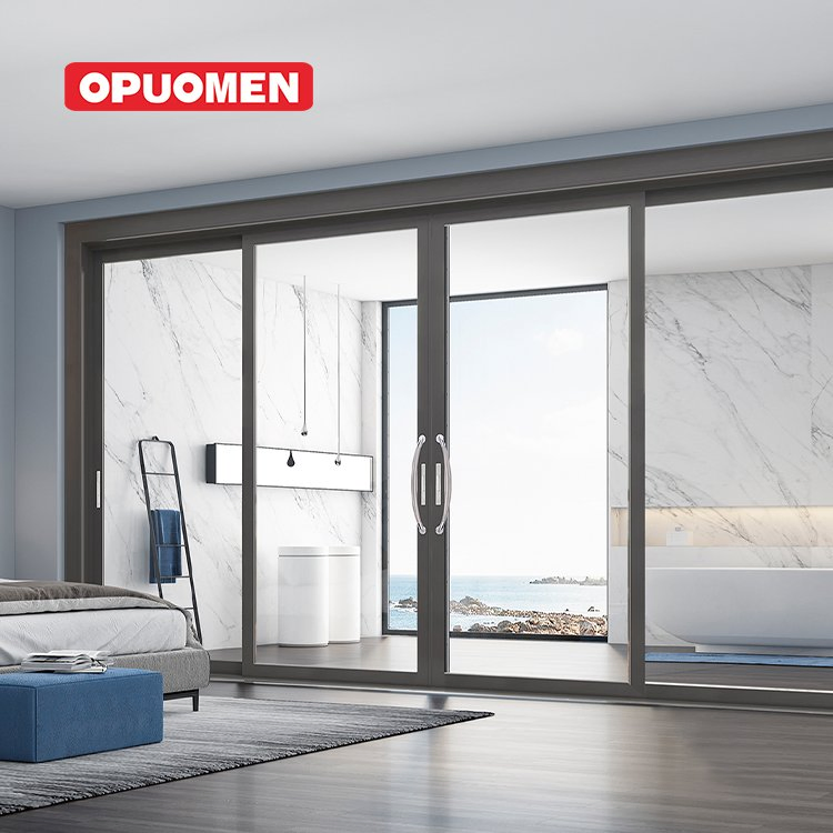 Premium Double Glazing Tempered Glass Postmodern Sound Insulation Sliding Door