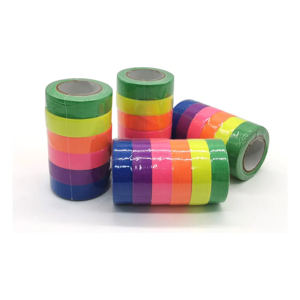 Factory Price Hot-Melt Glue Party Decoration Neon Blacklight Reflective Flagging Fluorescent Cloth Duct Tape