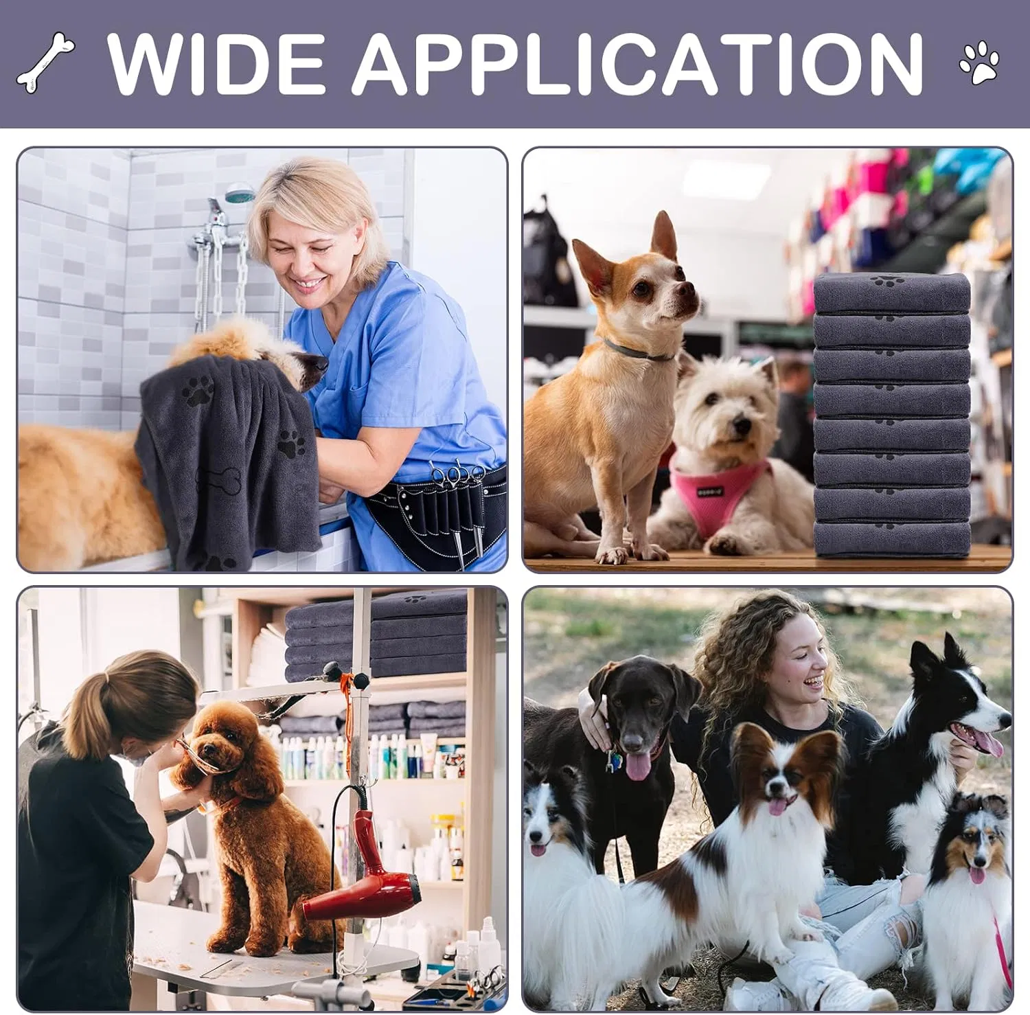 Wholesale Microfiber Dog Towel Soft Super Absorbent Quick Drying Custom Embroidered Logo Pet Towel