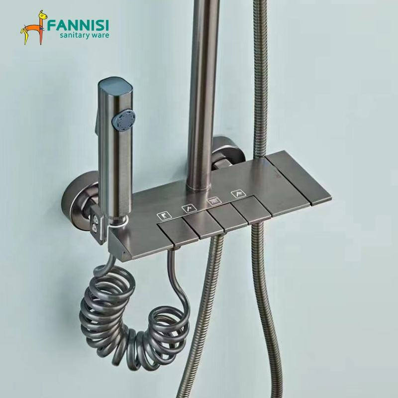High-Tech Thermostatic Rainfall Shower Head with Slide Bar Wholesale