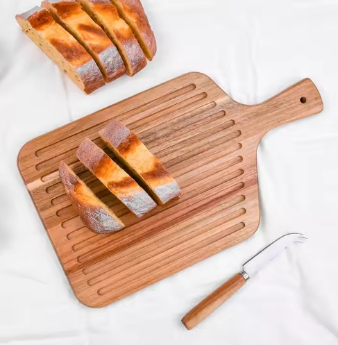 Wooden Cutlery Popular Acacia Solid Wood Bread Cutting Board for Meat, Vegetables