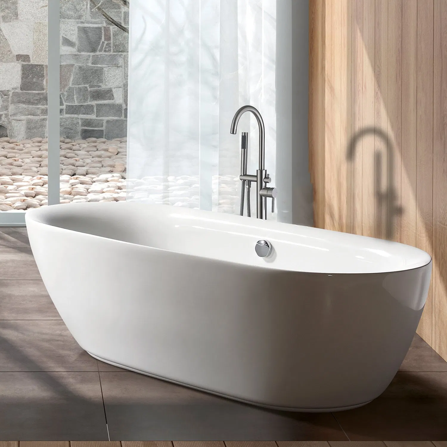 Brass Freestanding Bathtub Faucet with Hand Shower (AF6009-2H)