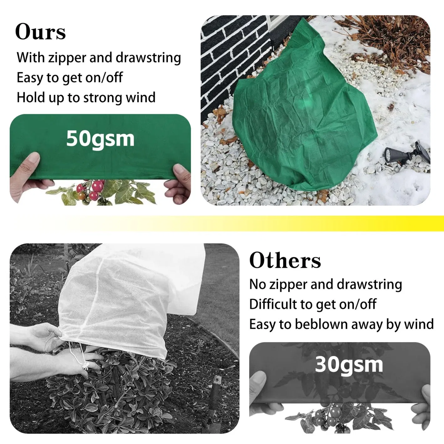 Green Beige PP Material Plant Frost Cover Cold Winter Protection Cover