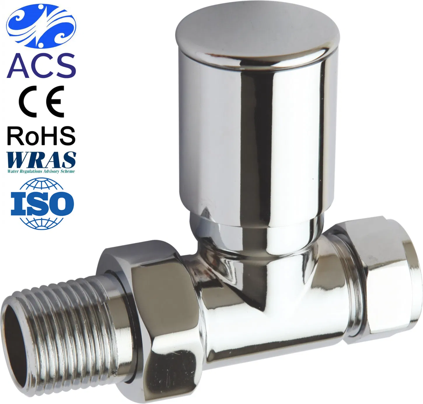 1/2" X 15mm Straight Radiator Valve Chrome Plated