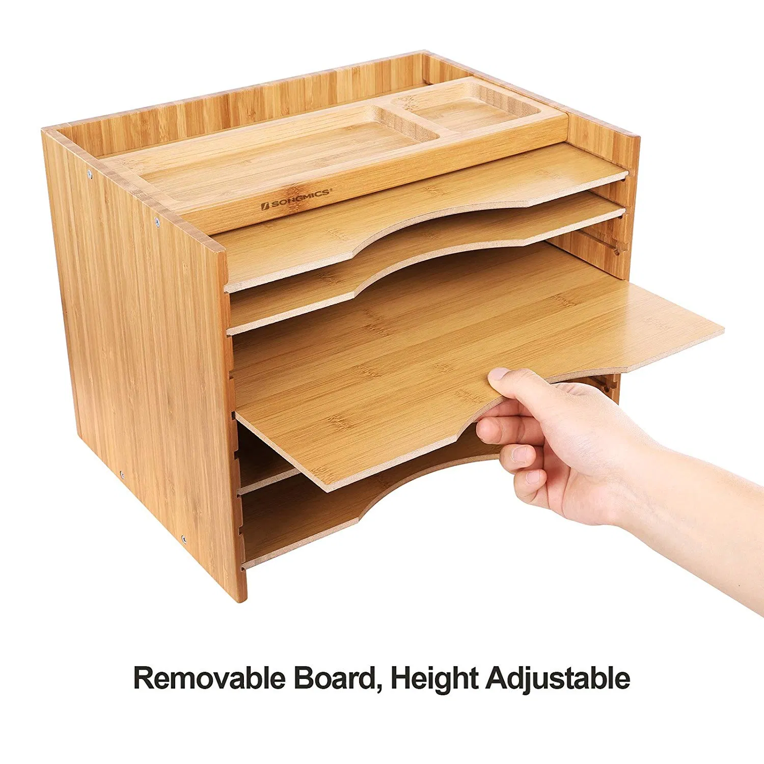 Stylish Bamboo File Organizer with Flexible Shelf Design