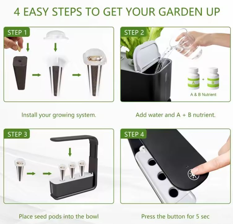 Veken LED Growing System 3 Pods LED Home Indoor Garden Kit