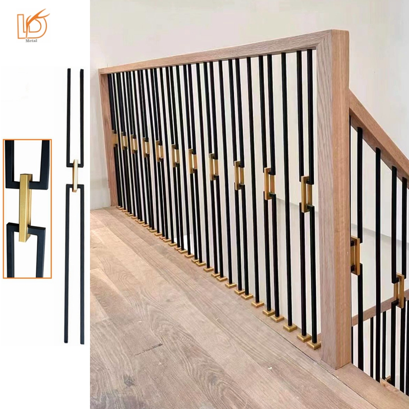 Modern Popular Black with Golden Color Chain Link Wrought Iron Baluster