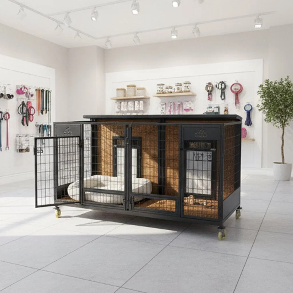 Sun-Protective Solid Wood Dog House for Outdoor Shade