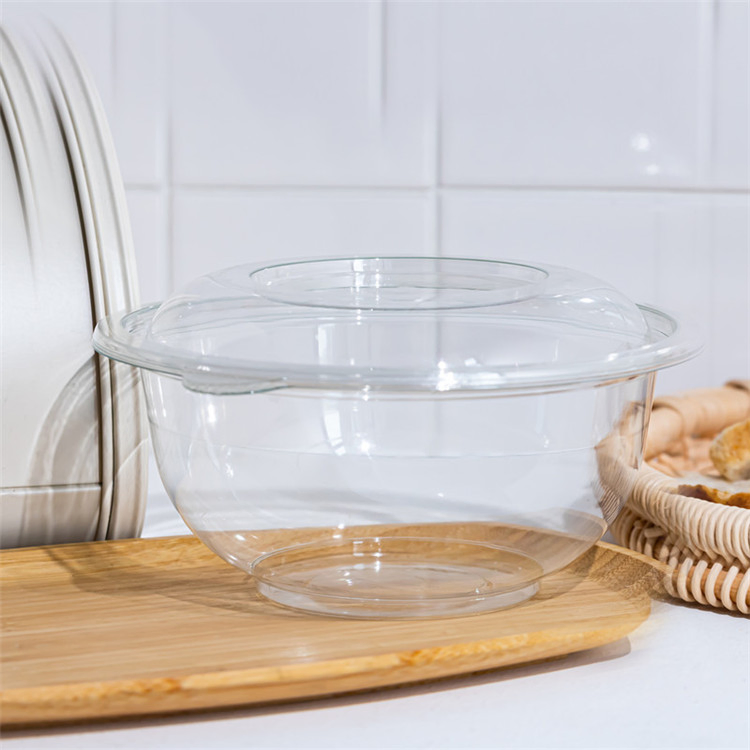 32oz 178mm Elegant Transparent Salad Bowl Cover for Fresh Produce Display