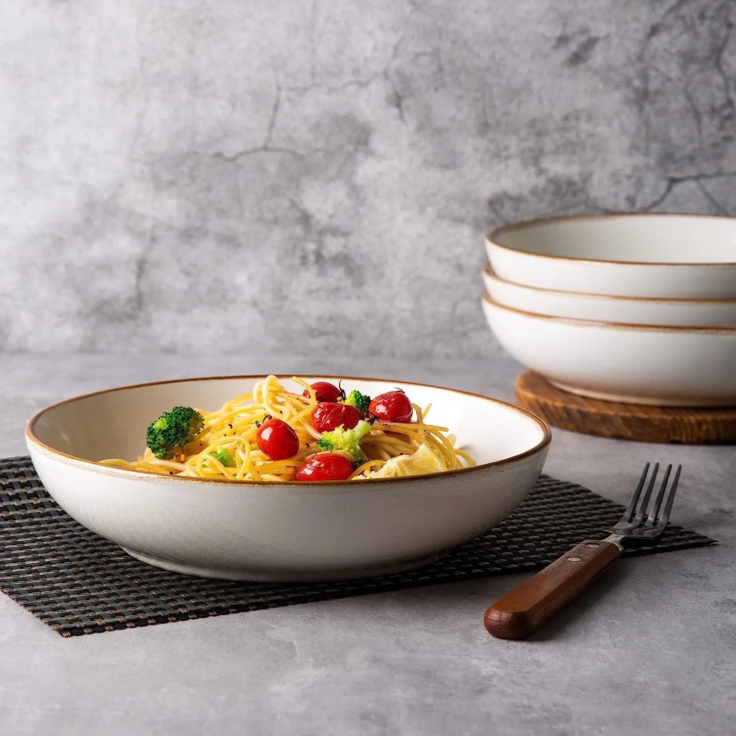 Large Ceramic Pasta Fruit Bowls 36 Oz Stoneware Salad Serving Bowls for Kitchen