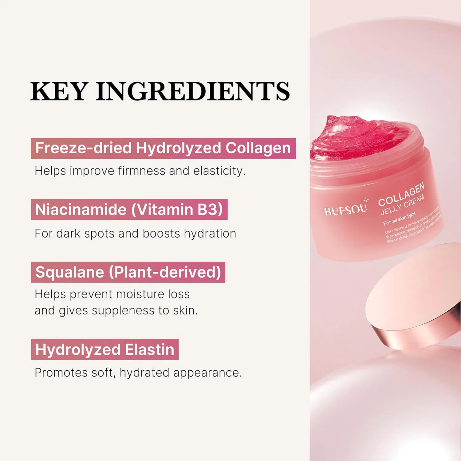 OEM Private Label Reduce Wrinkles Facecare Deep Hydrating Nourishing Firming Korean Skincare Collagen Jelly Cream