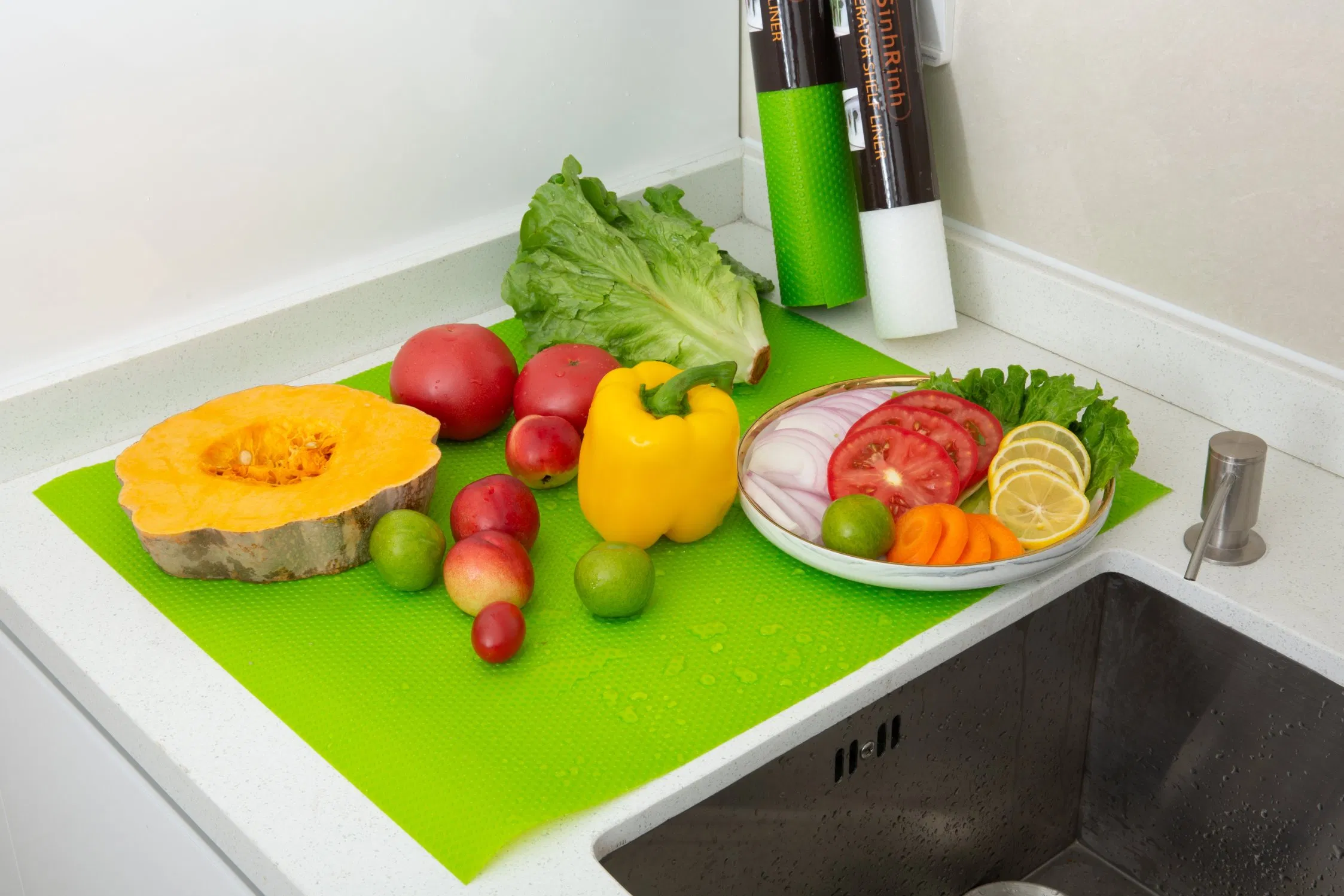 Anti Slip Shelf Liner Colorful Bacterial Fridge Mats
