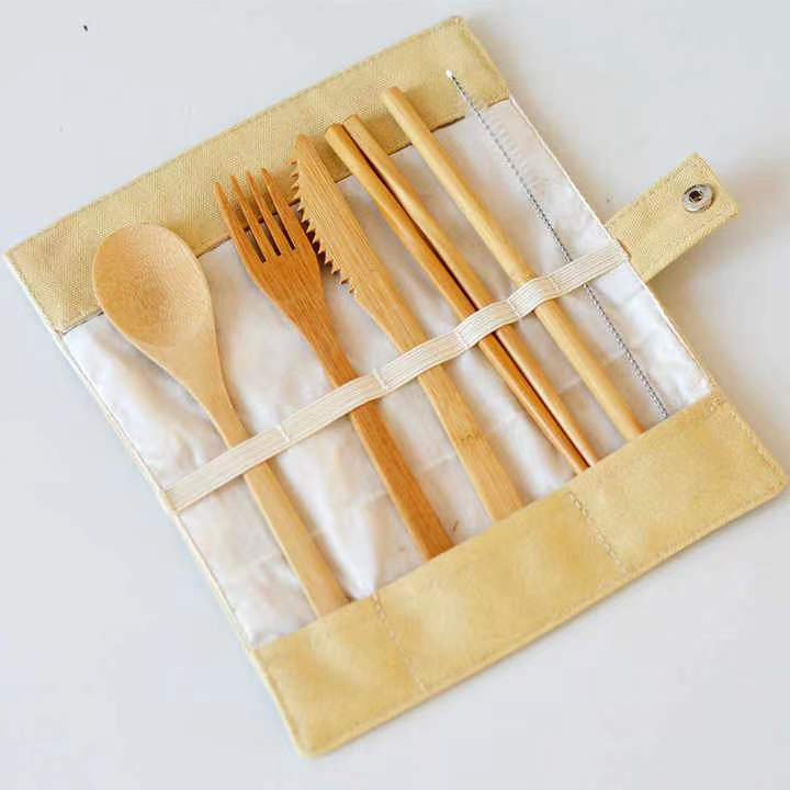Eco-Friendly Bamboo Utensil Travel Set Camping Portable Cutlery Sets