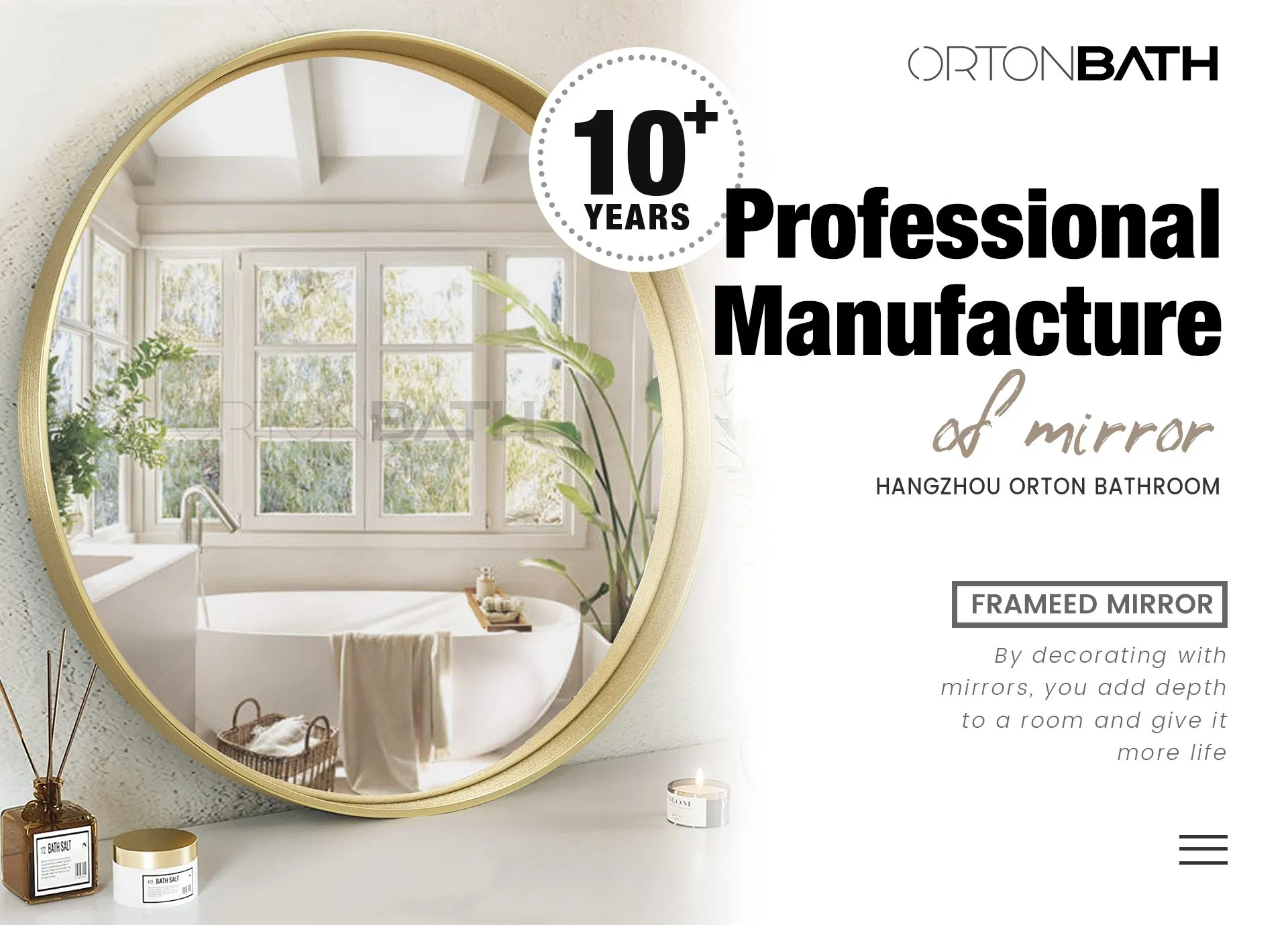 Ortonbath Round Mirror for Wall, Metal Frame Vanity Circle Mirrors Wall Mounted Matte Home Decor Mirror for Bedroom Living Room